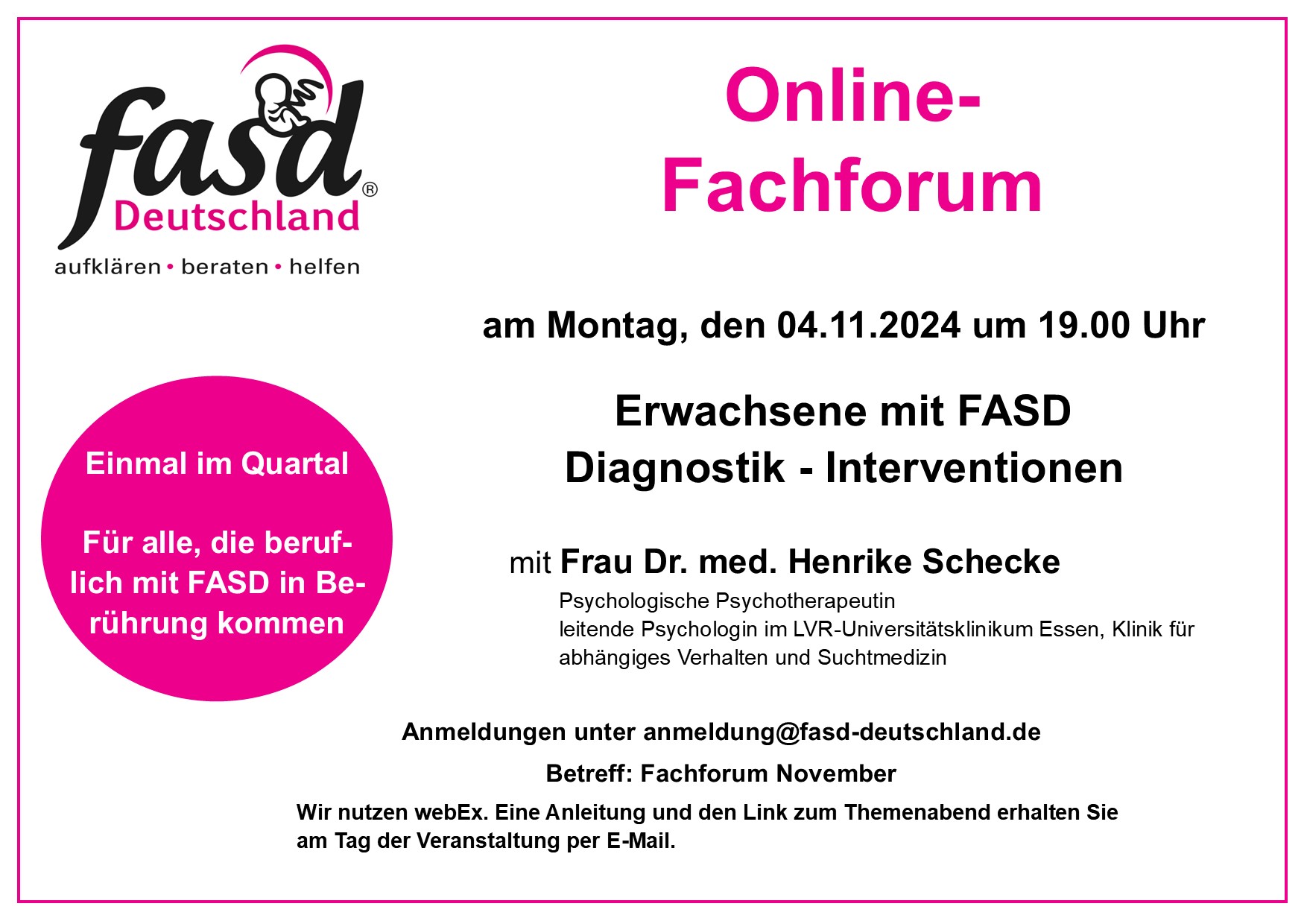 online-Fachforum "Erwachsene mit FASD"